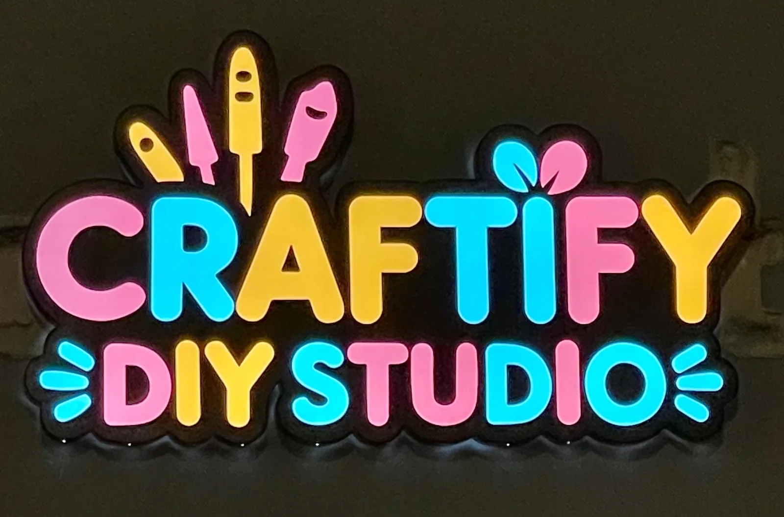 Craftify DIY Studio — Custom halo-lit logo sign
