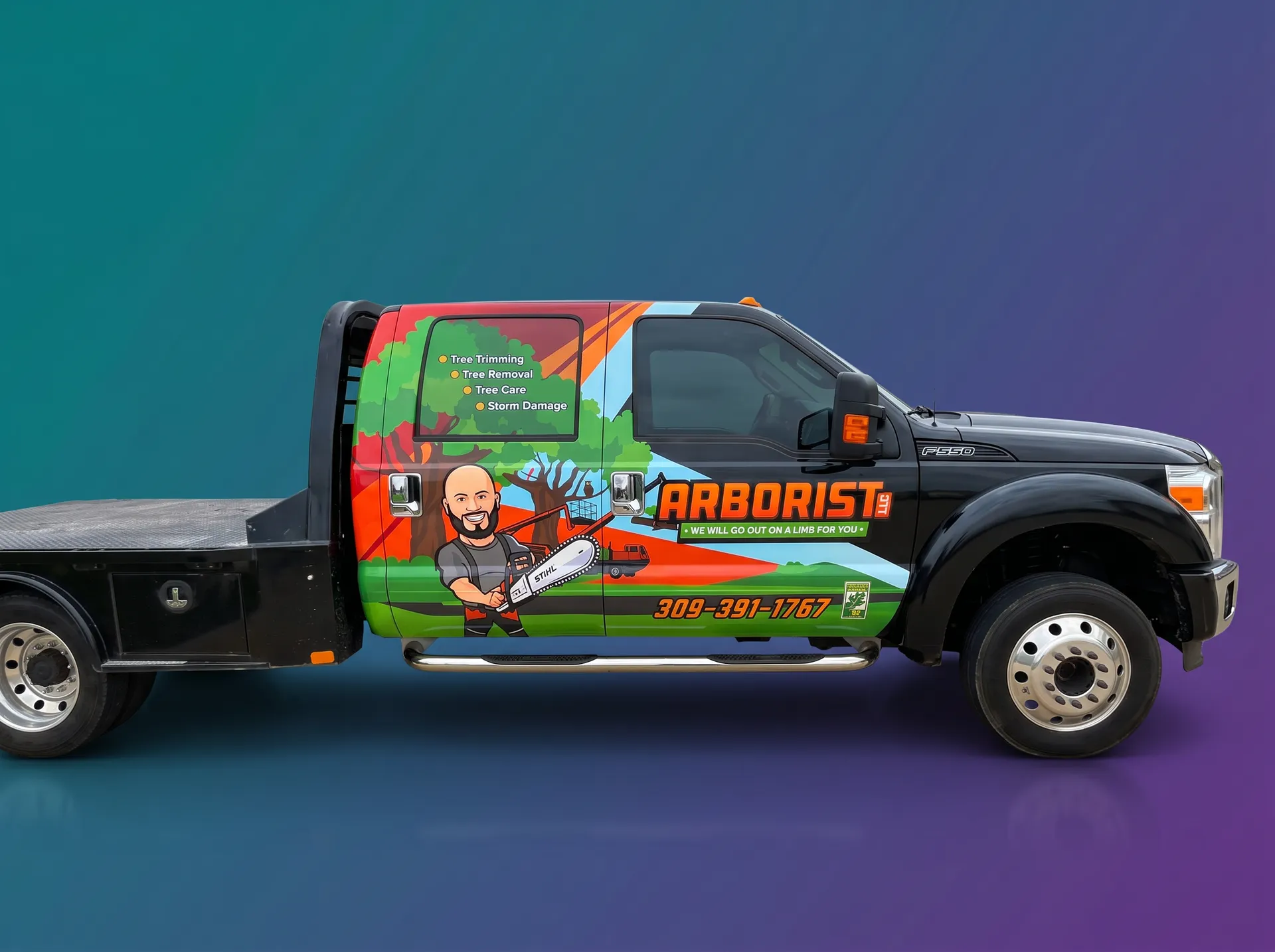 Arborist LLC — Illustrated service truck wrap