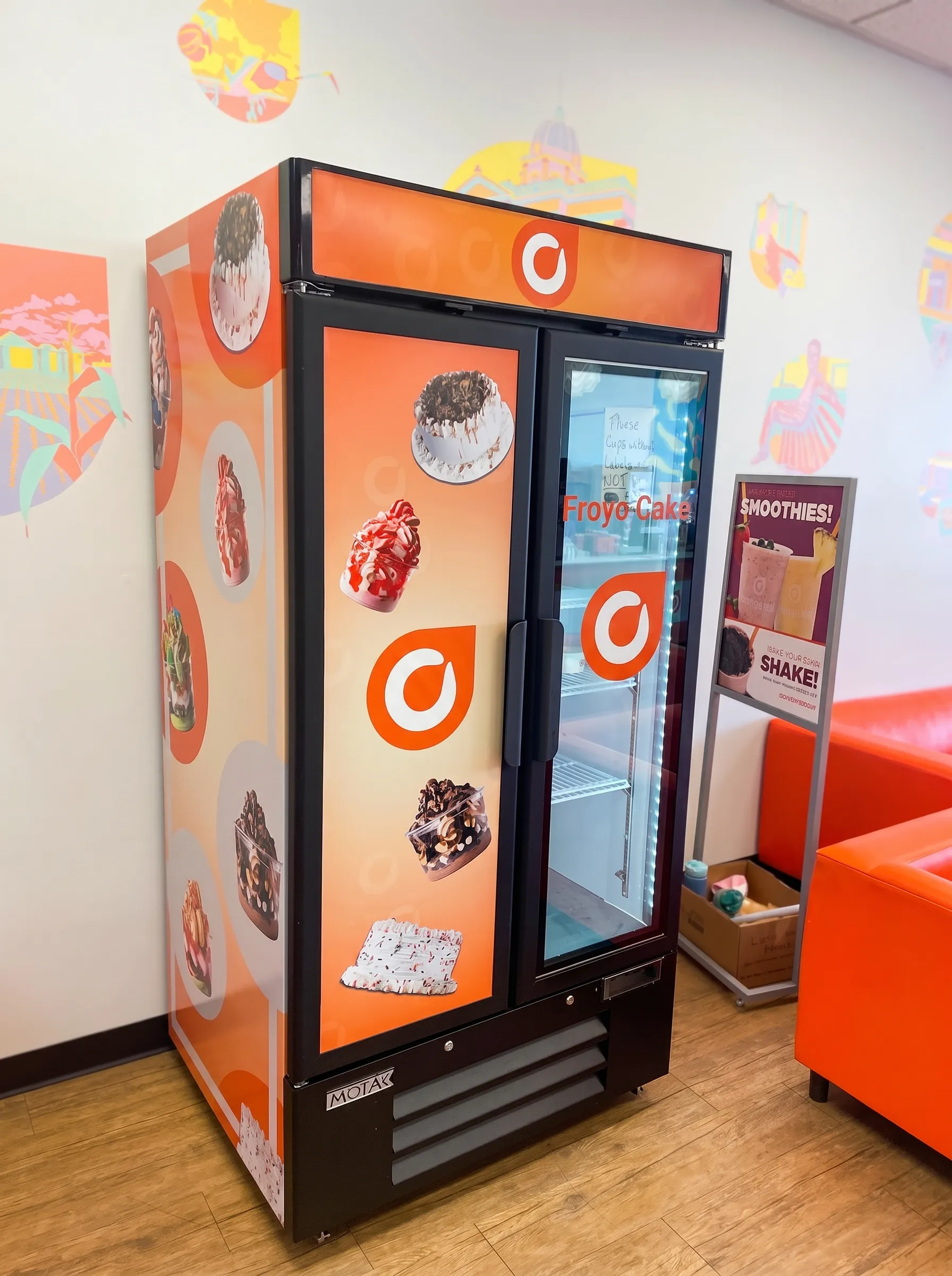 Orange Leaf — Branded froyo merchandiser wrap