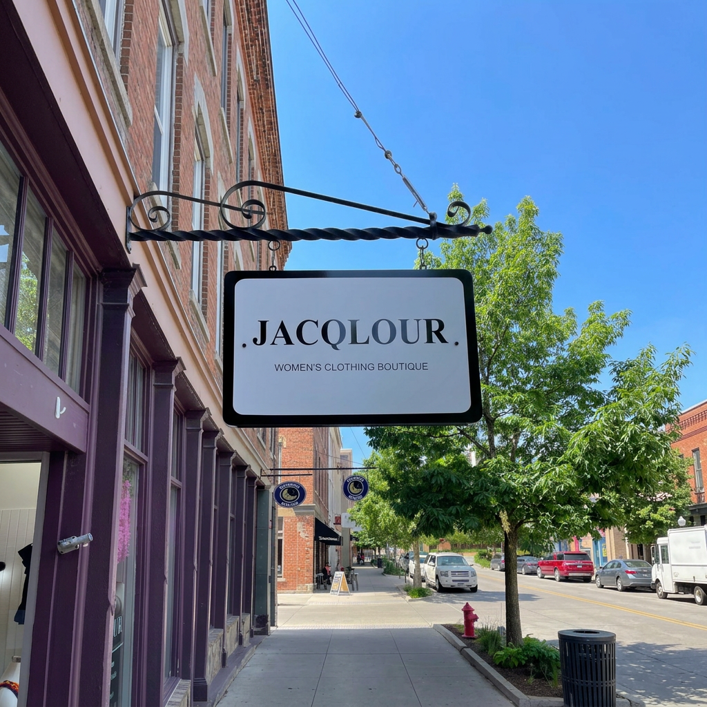 Jacqlour interior brand sign paired with suite signage