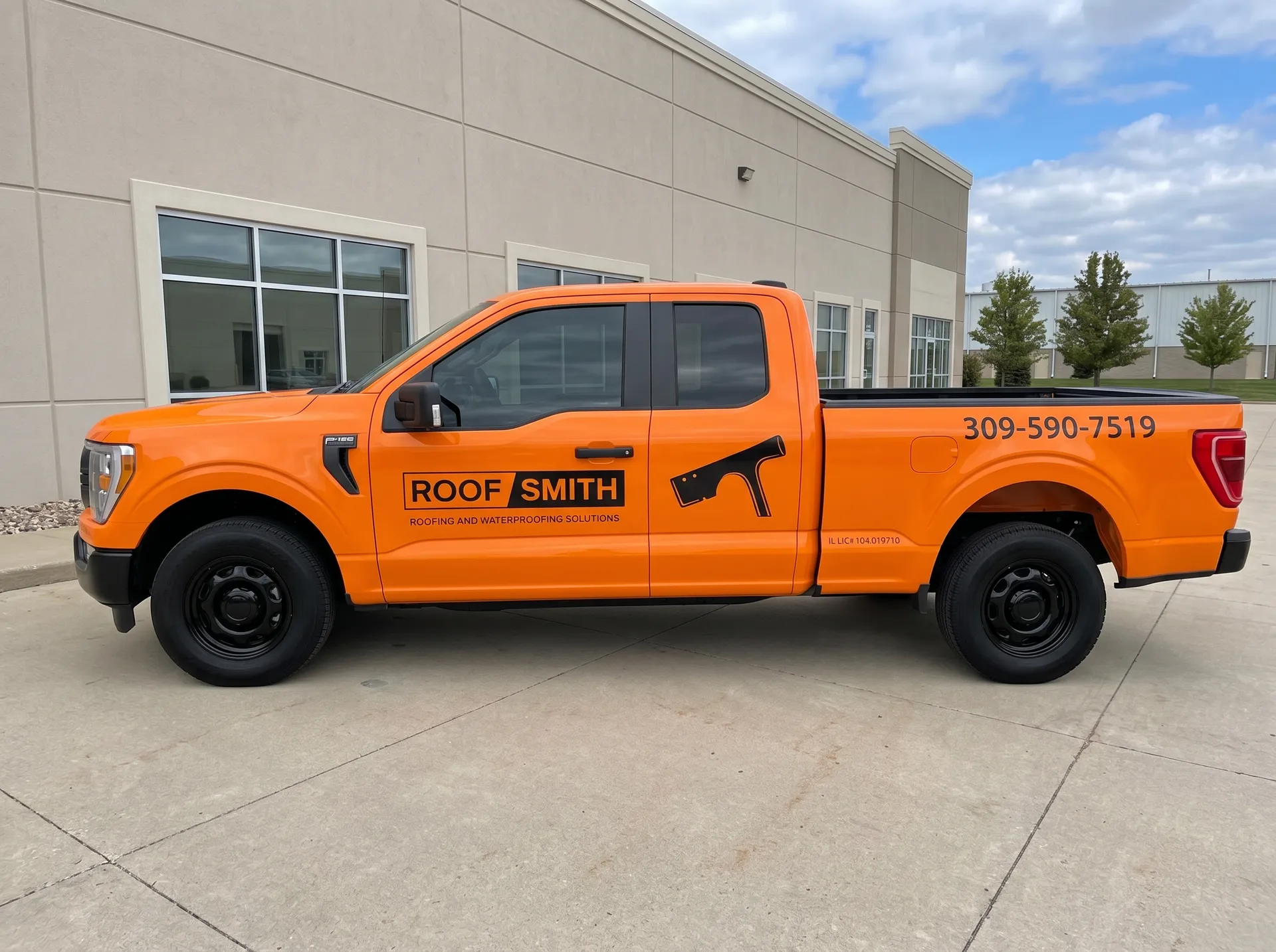 Roof Smith — High-visibility roofing pickup wrap