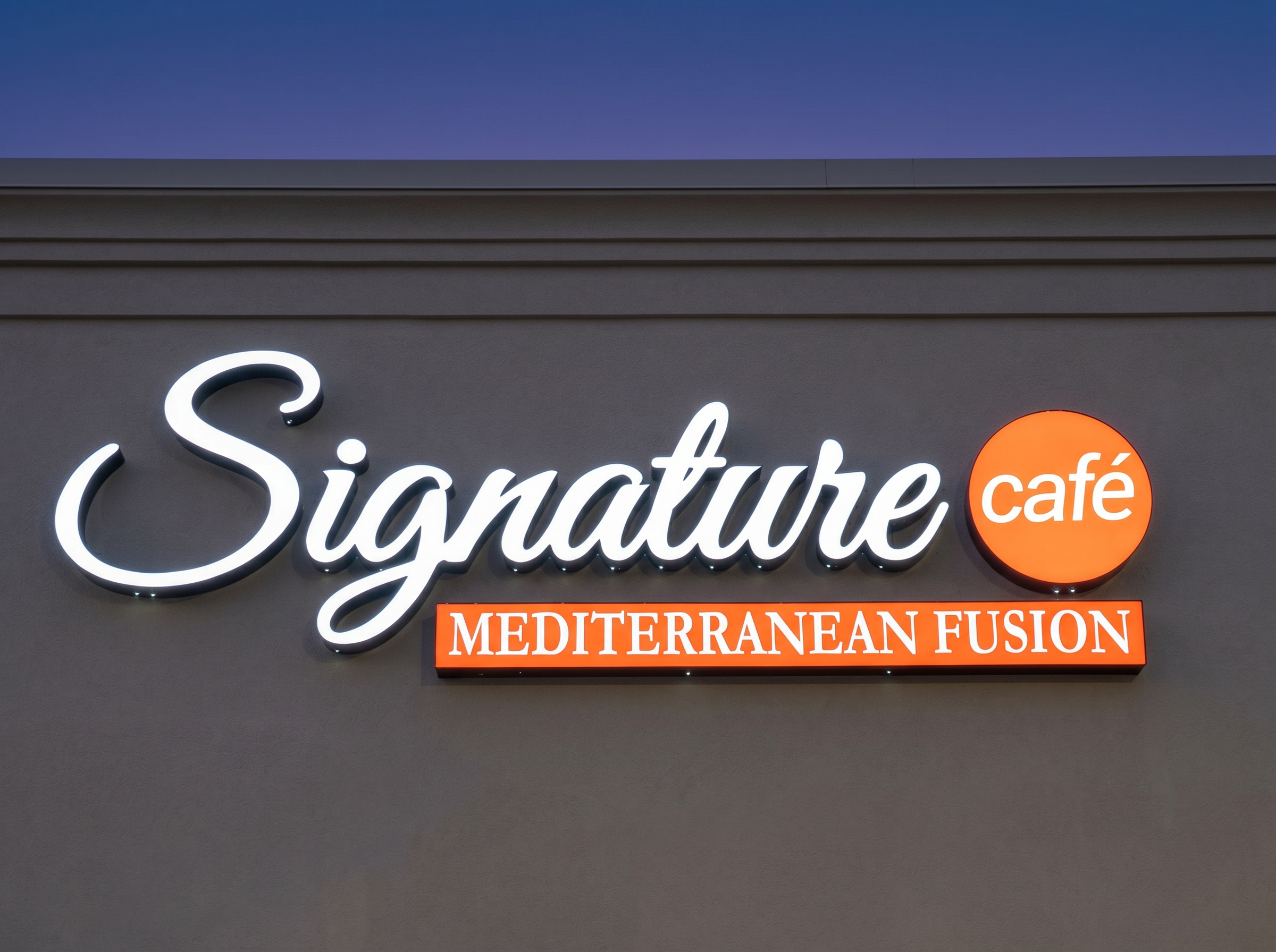 Signature Cafe exterior identity signage Bloomington IL