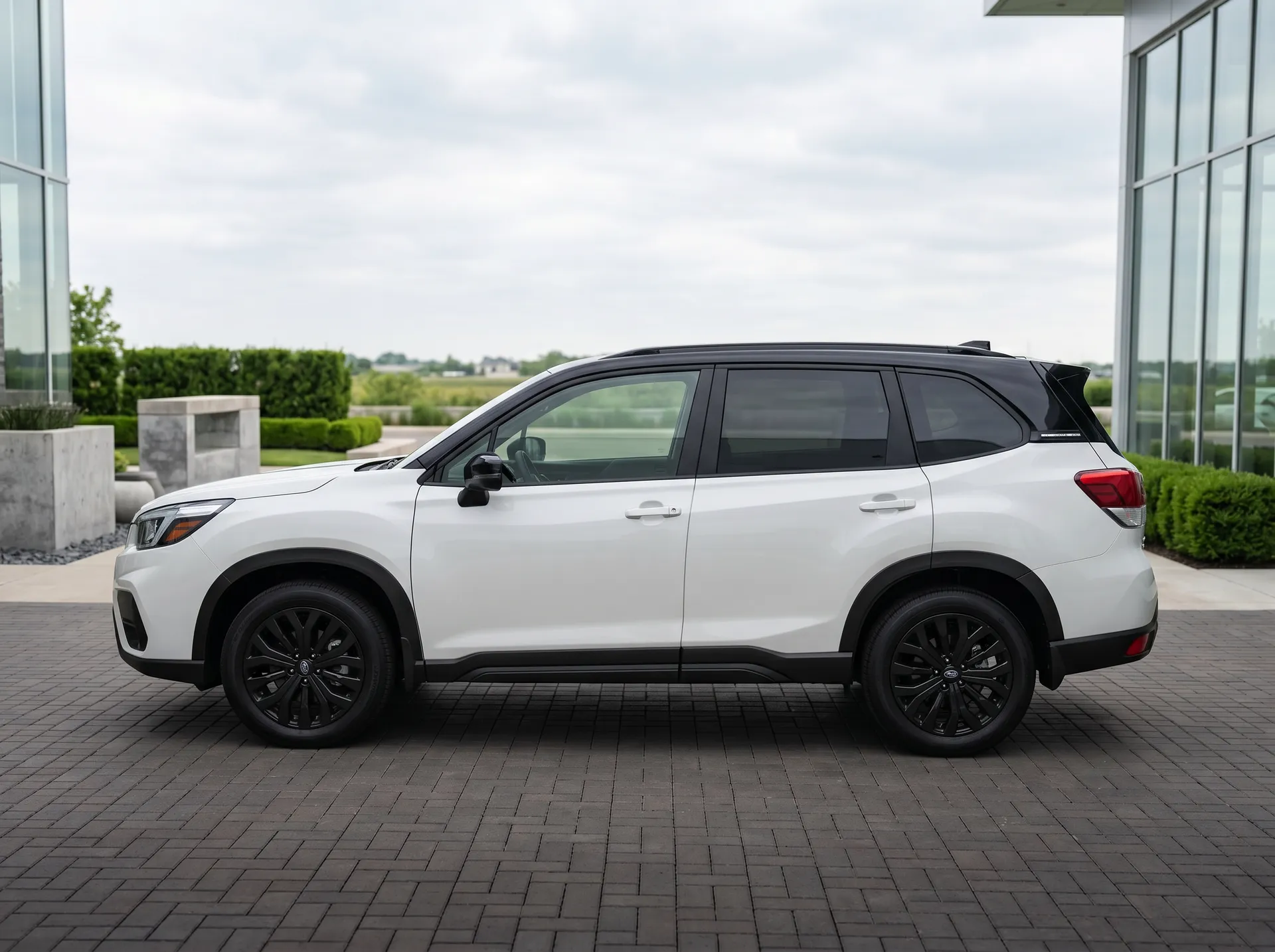 Private client — White Subaru Tuxedo blackout restyle